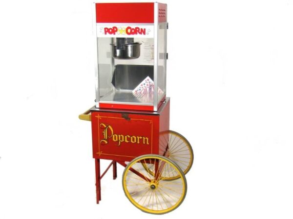 Popcornmachine met kar vast
