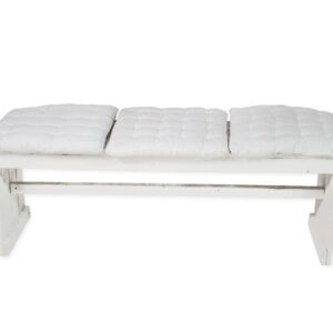 Bank steigerhout wit zonder rugleuning 3-zits