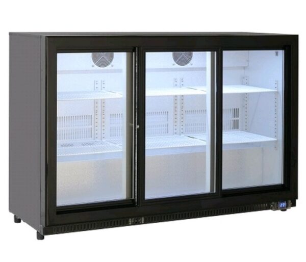 Buffet koelkast met 3 glazen schuifdeuren