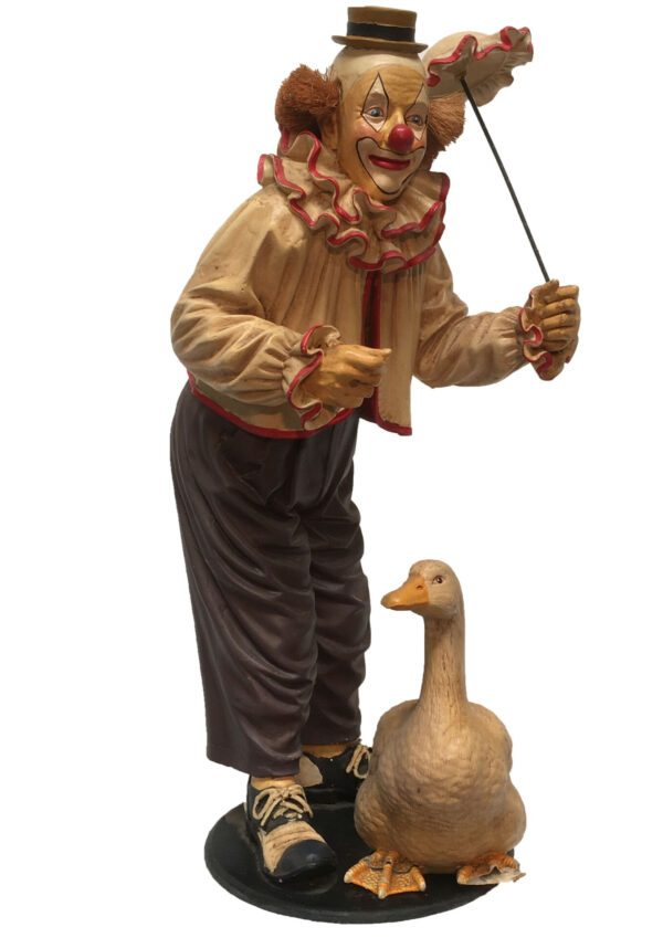 Clown met parasols en eendjes