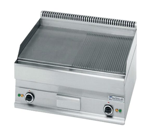 Modulair 70cm bakplaat half glad/geribbeld 400V
