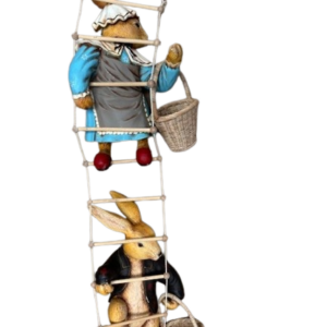 Paashazen aan touwladder