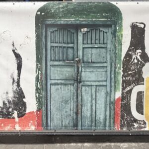 Bouwhek met doek muurschildering Havana Cuba